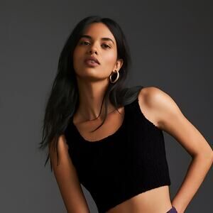 Anthropologie Daily Practice Women's Size 3X Black Snuggle Lounge Crop Tank Top